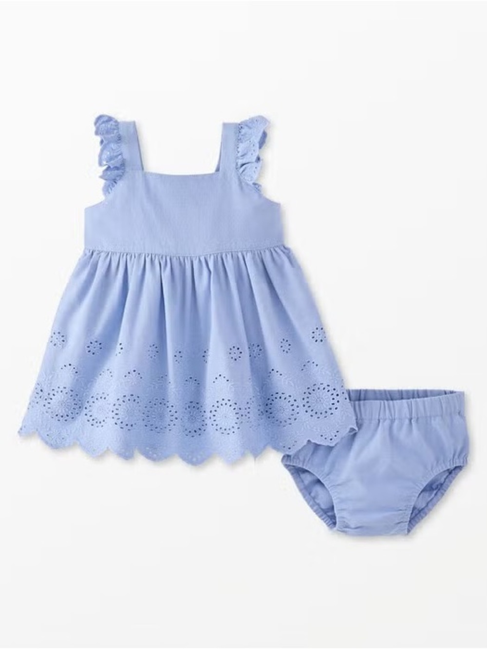 Hanna Andersson Light Blue Eyelet Dress with Matching Bloomers